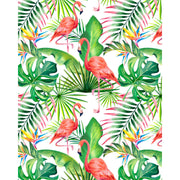 Coral Flamingo Carnival glass film pattern in green, coral pink and yellow, full design view
